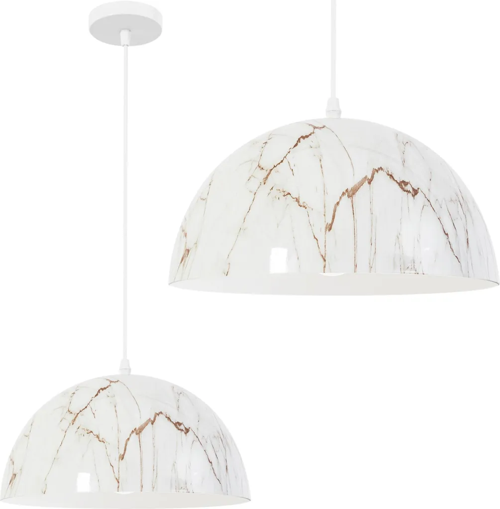 Lustre Suspendu Effet Marbre Blanc 30cm Toolight - Éclairage Chic