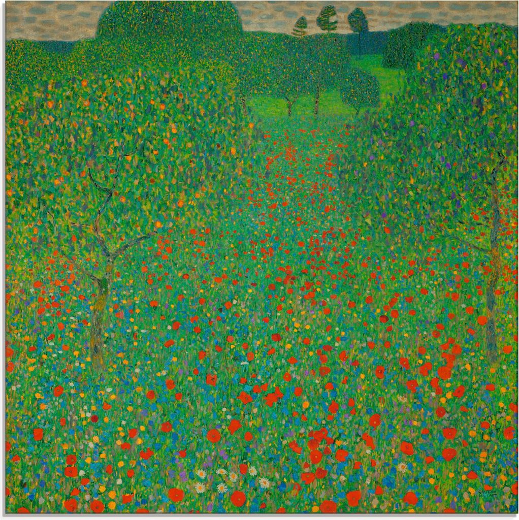 ARTland Glasbild Feld mit Mohn Größe: 45x60 cm
