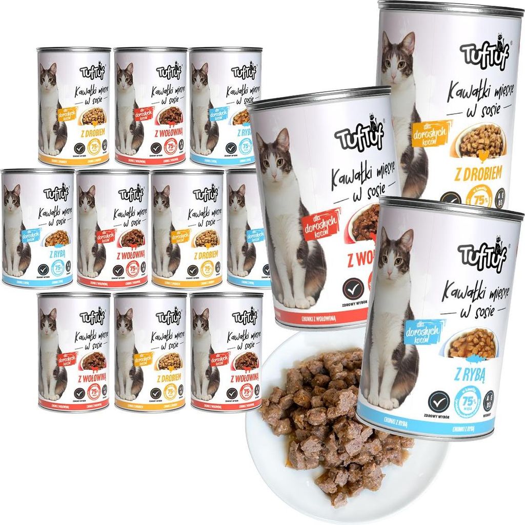 Tuftuf | Mokré krmivo pro kočky – 12 × 415 g – směs Obrázek produktu 