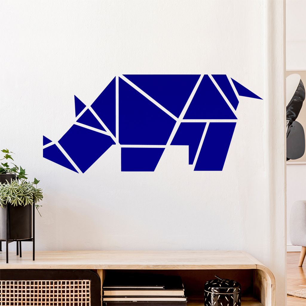 Papierfalten Nashorn Wandtattoo Wandaufkleber Wall Sticker - Dekoration, Küche, Wohnzimmer, Schlafzimmer, Badezimmer