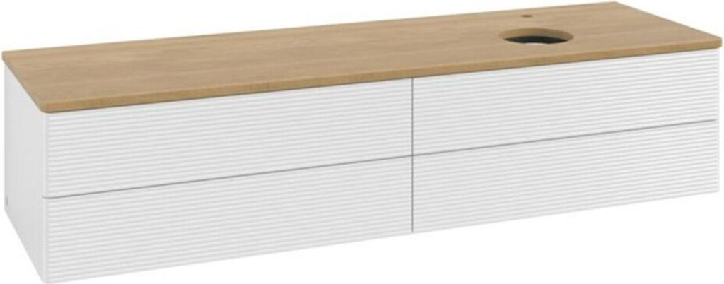 V&B Waschtischunterschrank mit Frontstruktur -Beleuchtung Antao 160x50cm, HL, WBP hon. Oa, glo wh. Lac