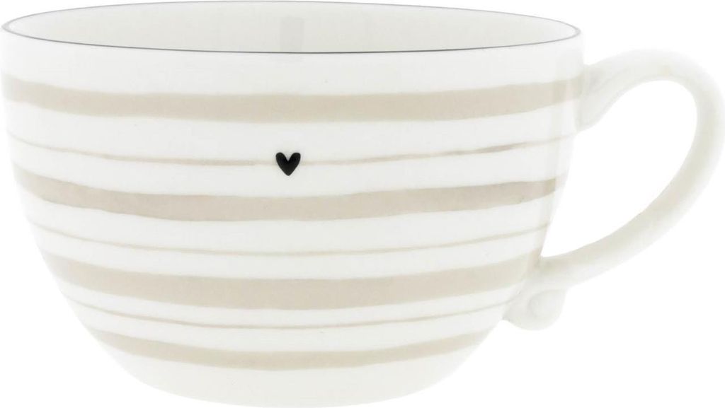 Suppentasse Watercolour Stripes Streifen D. 13cm weiß beige Bastion Collections