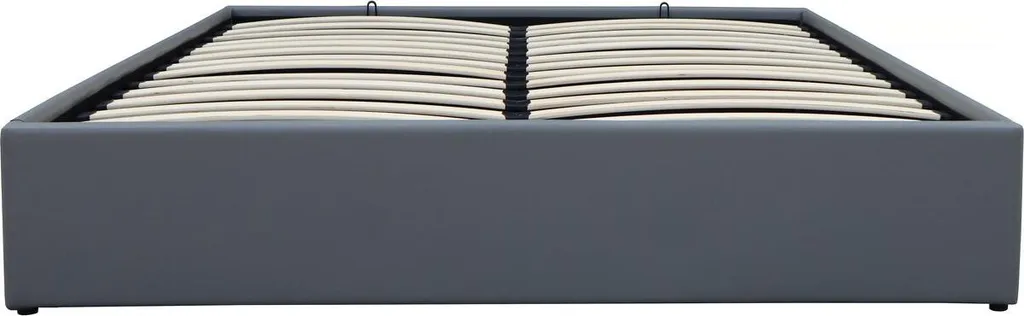 Lit coffre 2 places 140x190 cm Ava gris en similicuir pour adulte