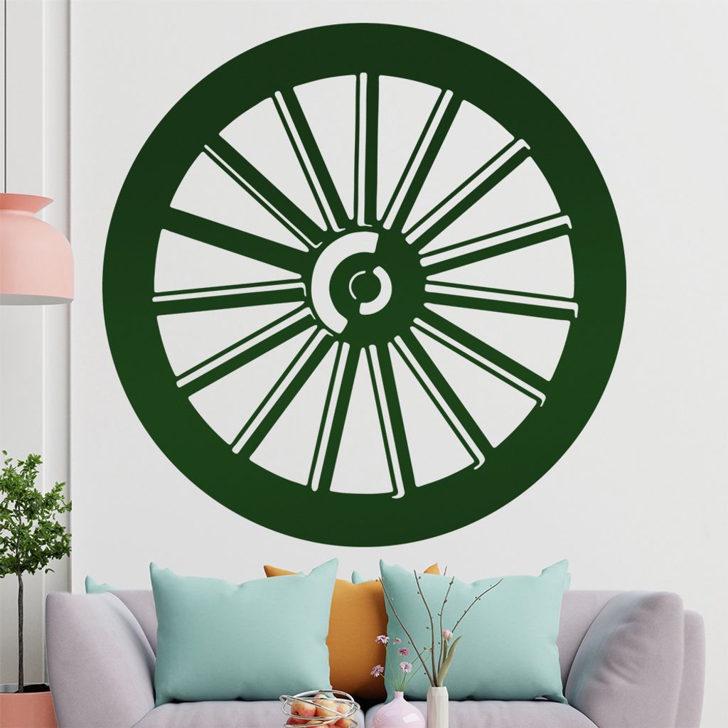 KIWISTAR Wagenrad - Holz Modell Gummi Wagen Wandtattoo in 6 Größen - Wandaufkleber Wall Sticker - Dekoration, Küche, Wohnzimmer, Schlafzimmer, B...
