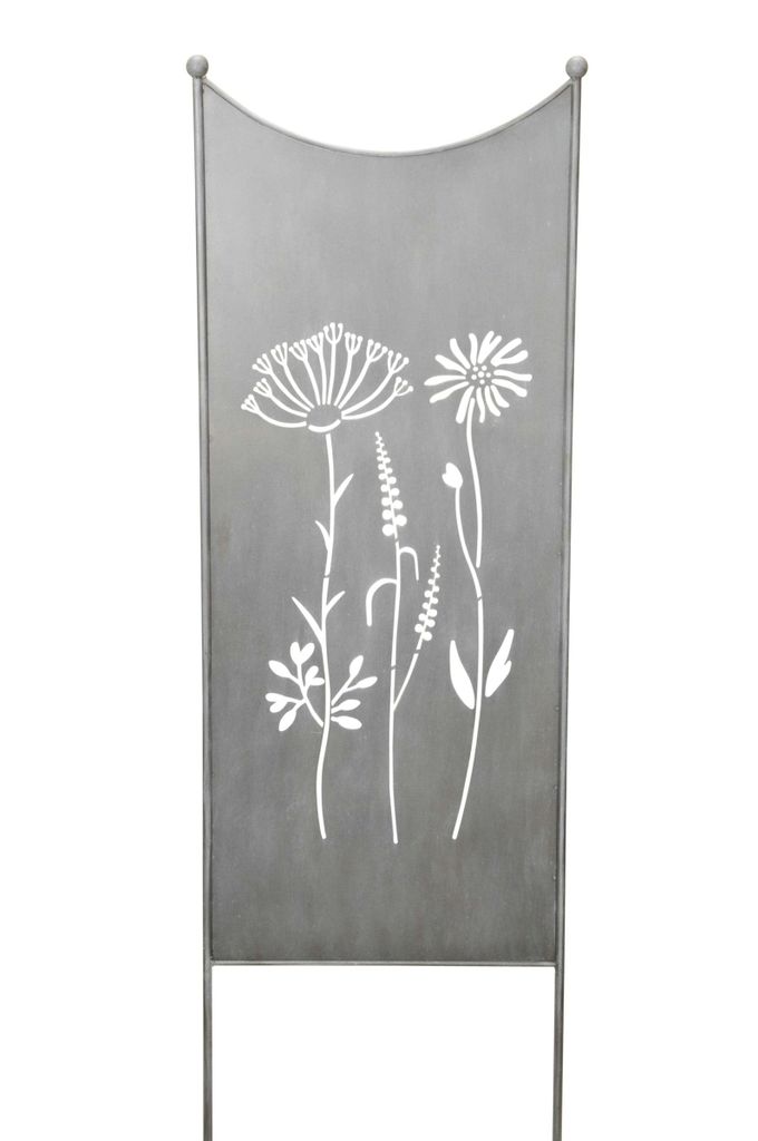 Stele Metall grau Sichtschutz "Wildblume" Windschutz Produktbild 