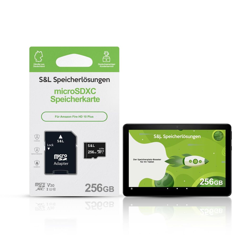 microSD Speicherkarte S&L für Amazon Fire HD 10 Plus - Speicherkapazität: 256 GB