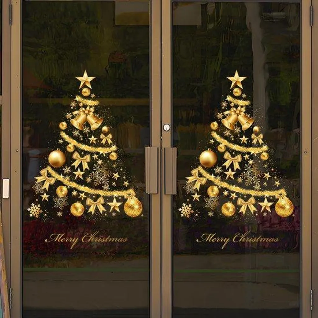 Autocollants de Noël étoiles pailletées pour verre et métal - Lot de 2
