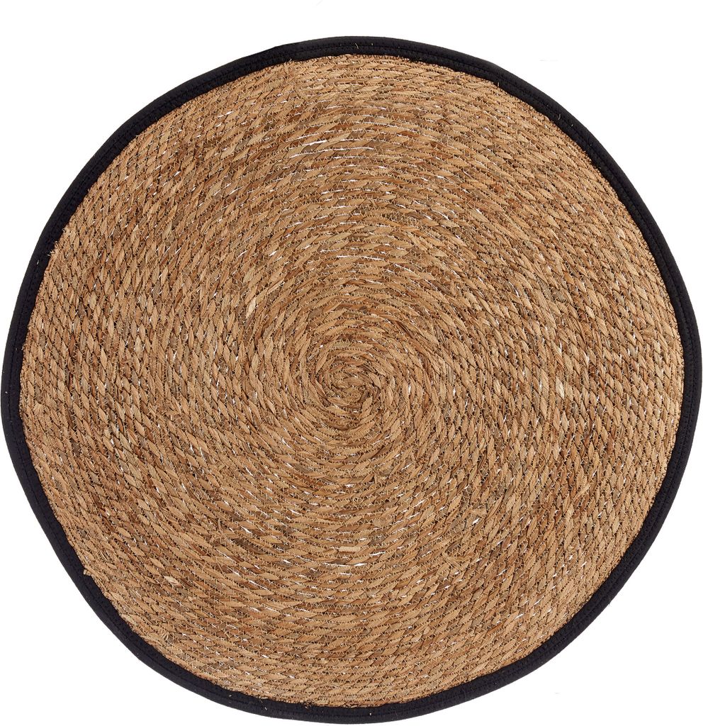 Geflochtener Teppich NARO mit schwarzer Umrandung