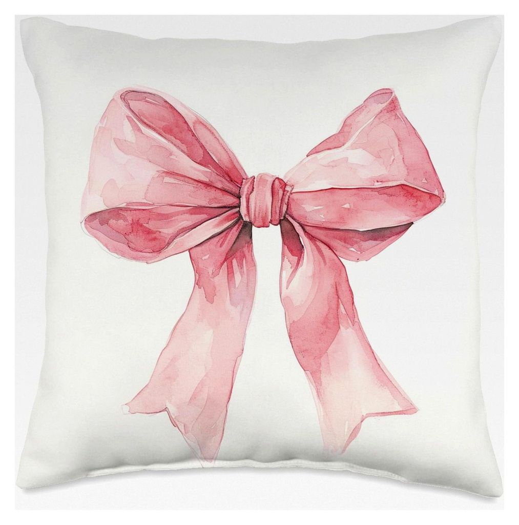 Dekorative Kissenbezüge für Mädchenzimmer in Rosa mit Schleife aus Pfirsichhaut, 45 x 45 cm