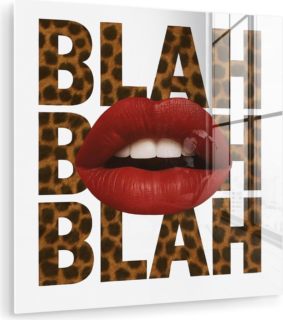 MuchoWow Glasbilder - Bilder auf Wandbild - Foto auf Glas Lippen - Rot - Zitat 30x30 cm Wanddekoration aus Glas - Acrylglasbild - Acrylbilder