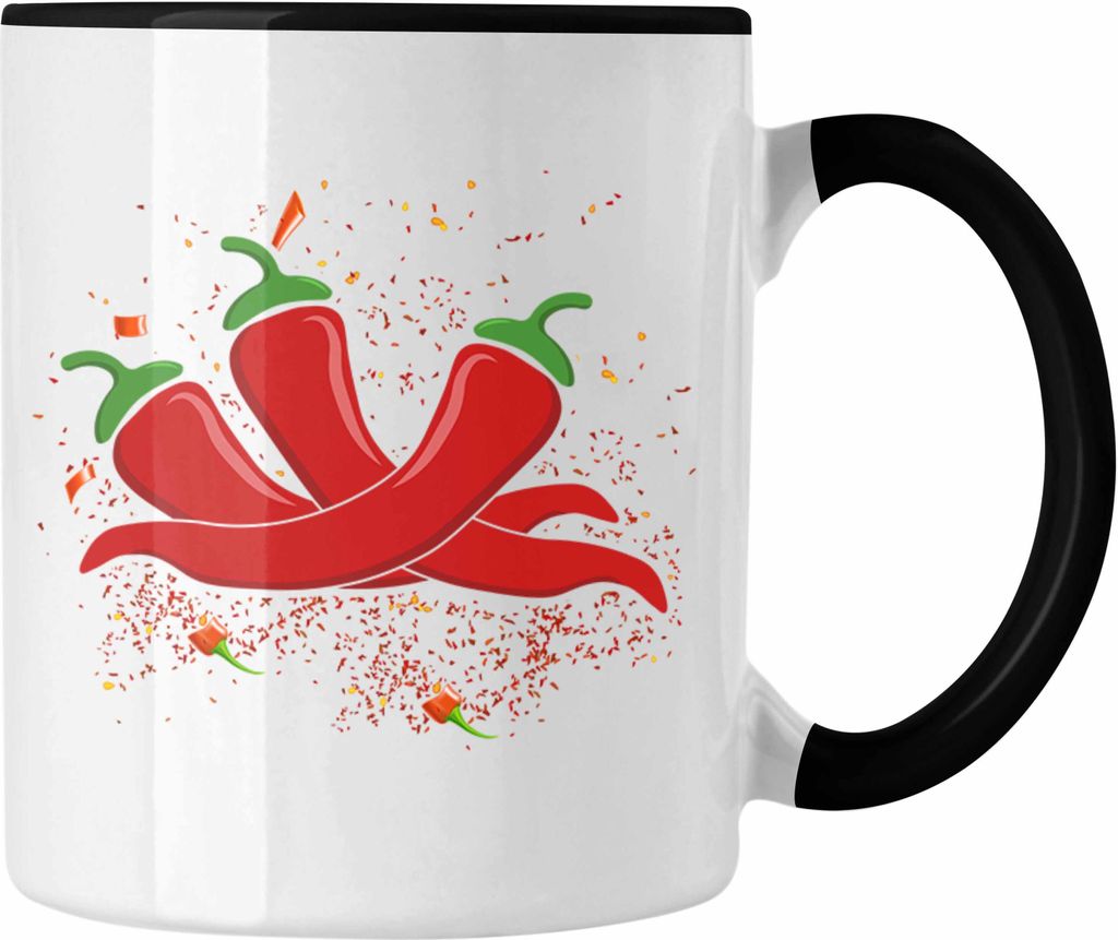 Trendation - Peperoni Grafik Geschenk Tasse Scharf Du Bist Scharf (Schwarz)