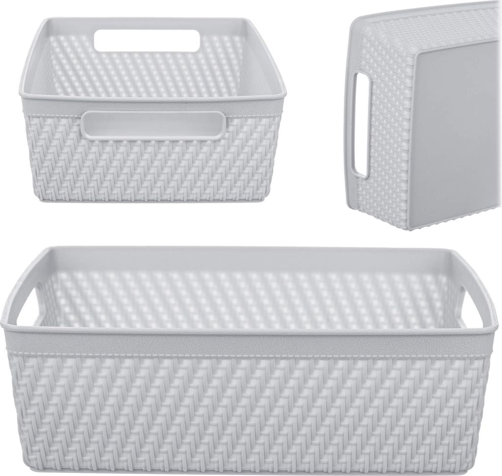 KADAX Korb rechteckiger Behälter 24x17,5x7,5cm Hellgrau