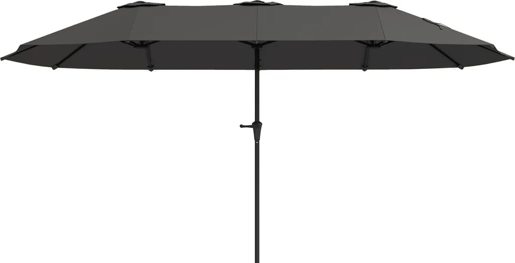 Grand Parasol de Jardin Double Rectangulaire 4m Toile Grise Anti-UV