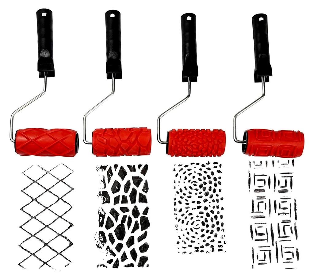 Musterroller, Breite: 10 cm, 4 Roller mit unterschiedlichen Profiloberflächen
