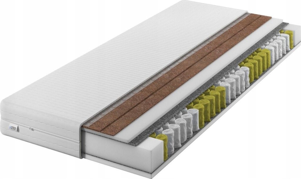 Matratze 100x190|24 cm|DIAMANT PLUS |Zweiseitig H3 und H5 | 2x KOKOS | 7 Zonen | Taschenfederkern | Versteppter Bezug | Federkernmatratze