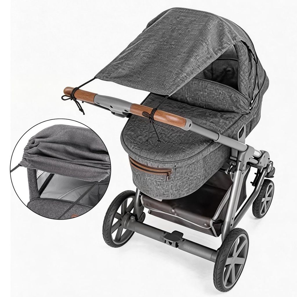 Universal Kinderwagen Sonnenschutz mit UPF 50+,Wind- und Produktbild 