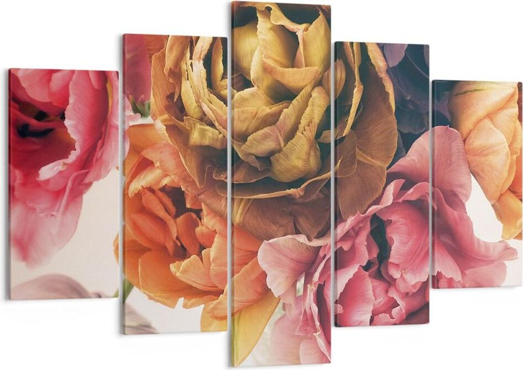 Bild auf Leinwand - Leinwandbild - 5 Teile - Blumenstrauß Blumen Braut - 150x100cm - Wand Bild - Wanddeko - Wandbilder - Leinwanddruck - Bilder - ...