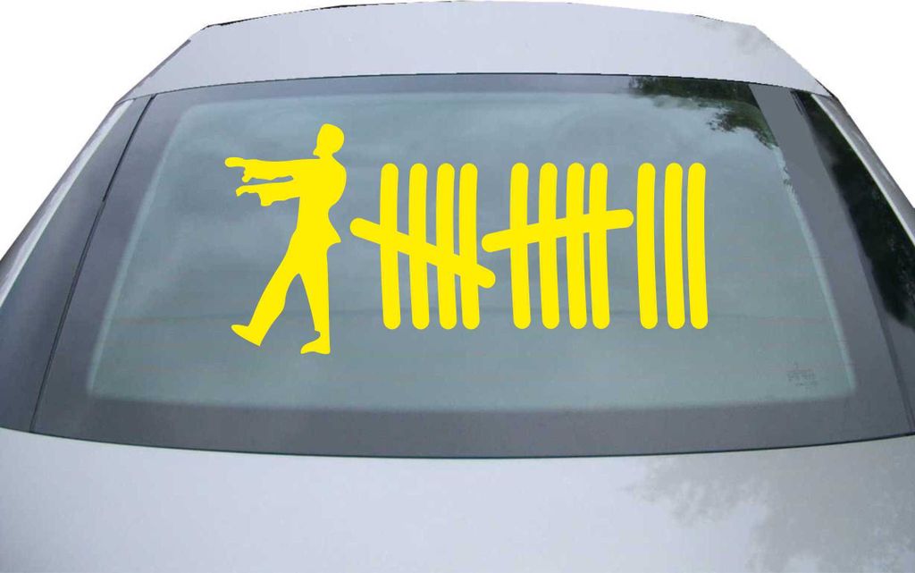 Indigos UG - Aufkleber Heckscheibe & Motorklappe DE6245 - gelb - 600x285 mm - zombie1 - Auto Scheiben Fenster Heckklappe Tuning Racing JDM - Die cut