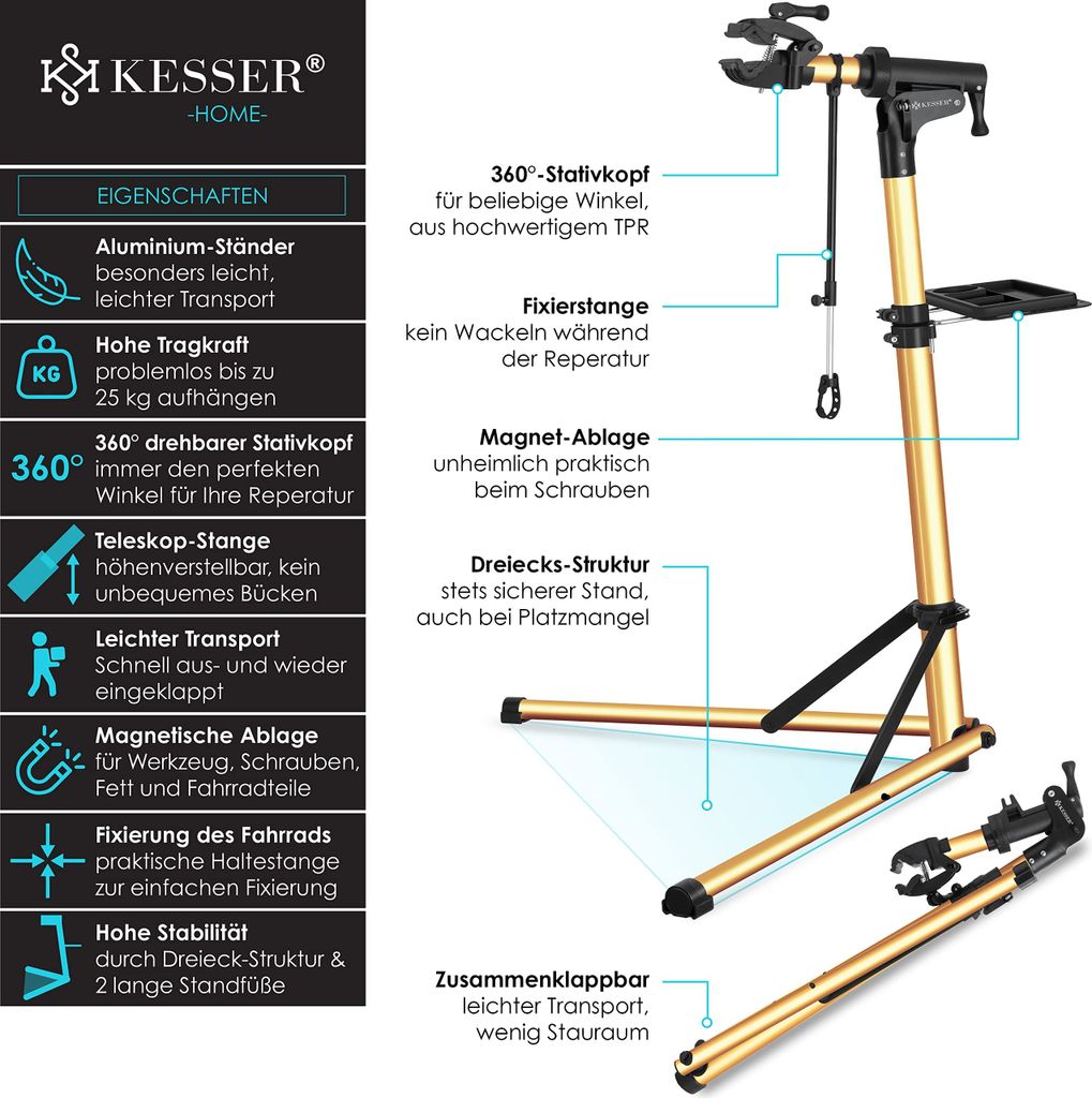 KESSER® Fahrradmontageständer Profi Reparaturständer Produktbild 10
