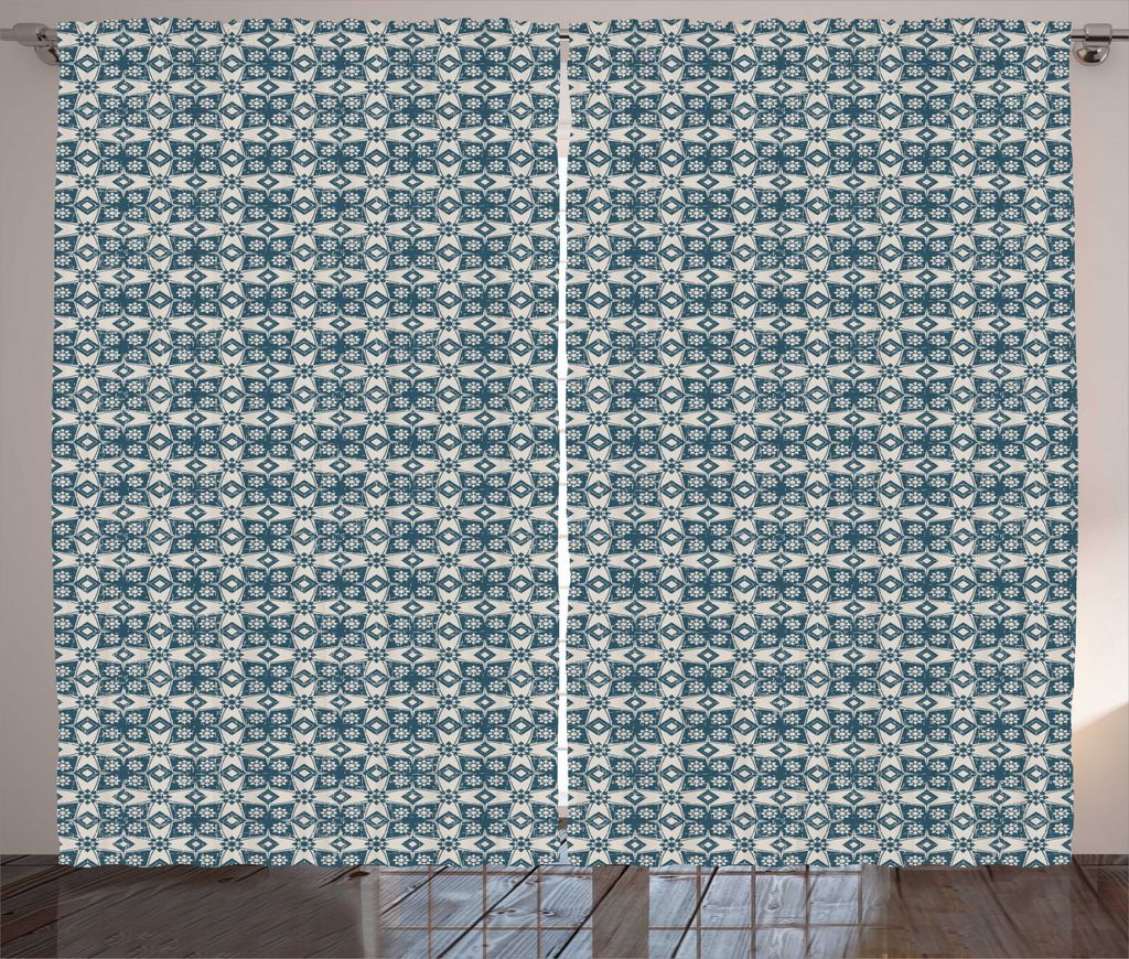 ABAKUHAUS Jahrgang Rustikaler Gardine, Alte Motive und Stern-Blumen, Schlafzimmer Kräuselband Vorhang mit Schlaufen und Haken, 280 x 225 cm, Dunkl...