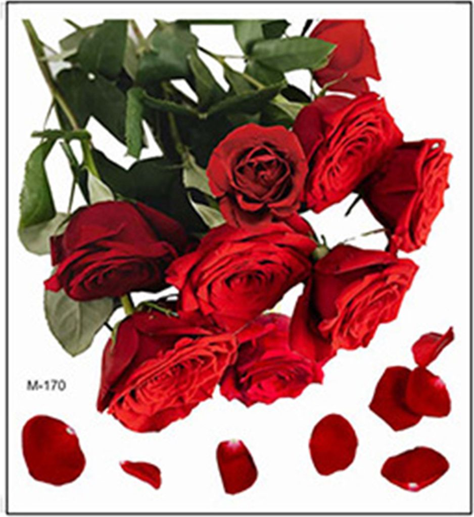 Rote Rose Blume Toilettenaufkleber Romantischer abnehmbarer selbstklebender wasserdichter PVC-Wandkunst-Dekorationsaufkleber für Wohnzimmer, Schla...