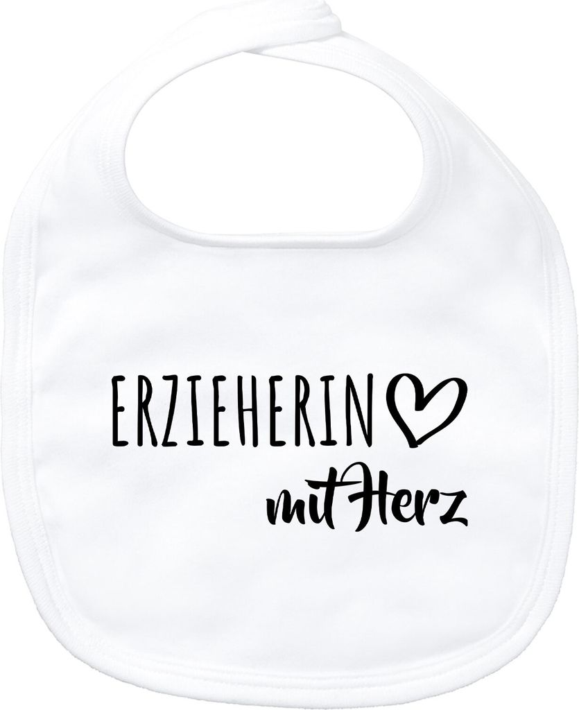 Huuraa Baby Lätzchen Erzieherin mit Herz White Klettverschluss Baumwolle Latz Geschenkidee