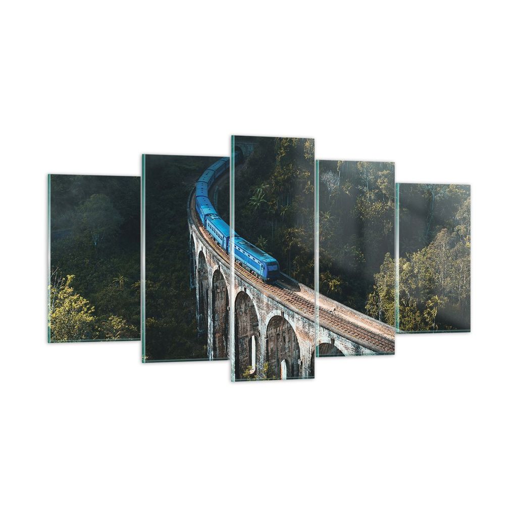 Bilder auf glas - 5 Teile - Zug Hogwarts Express - 160x85cm - Glasbilder - Wandbilder - Bilder - zum Aufhängen bereit - Wanddekoration aus Glas - ...