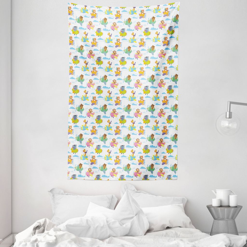 ABAKUHAUS Abenteuer Wandteppich und Tagesdecke, Pilot Baby Animals aus Weiches Mikrofaser Stoff Waschbar ohne Verblassen Digitaldruck, 140 x 230 cm...