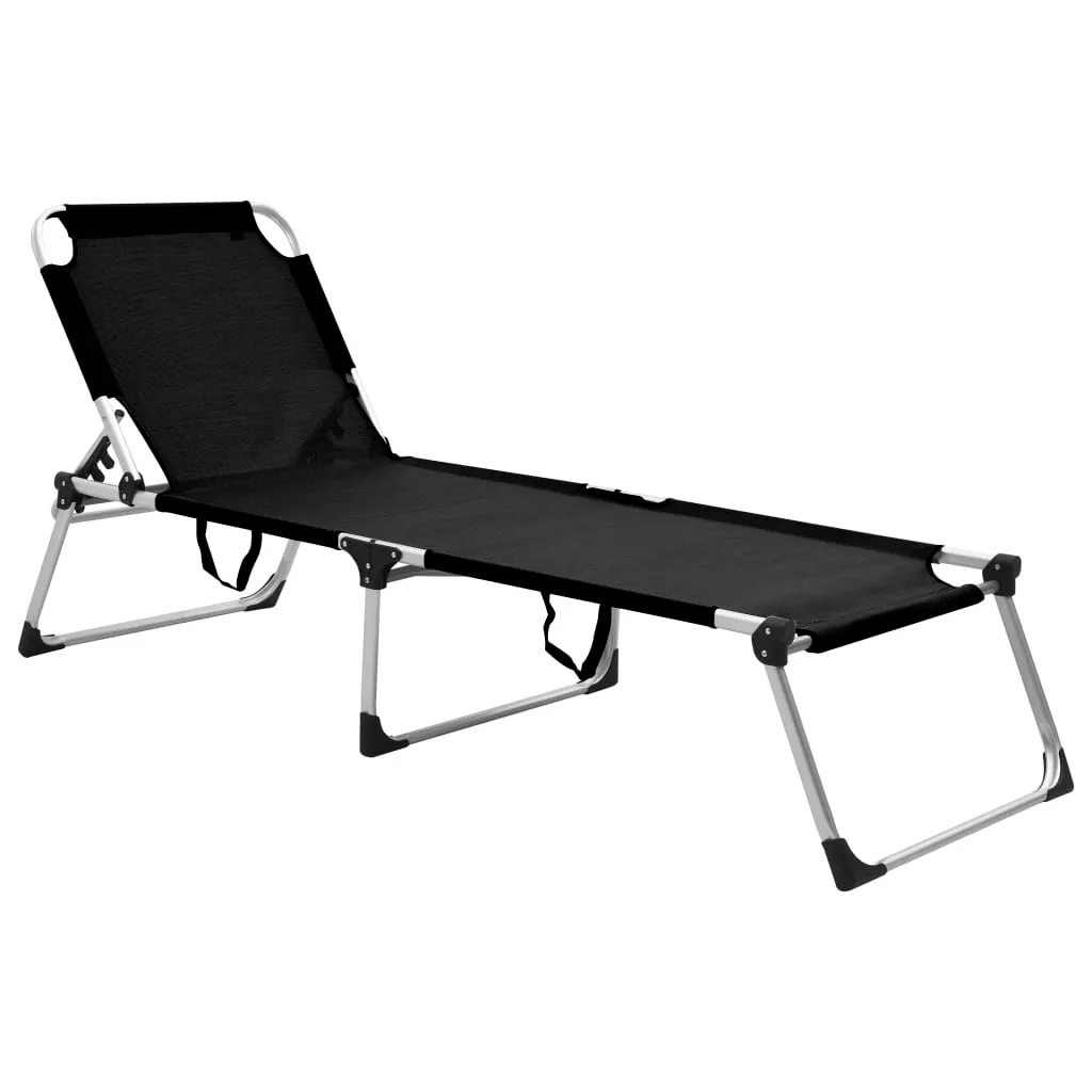 Transat de jardin extra haut en aluminium noir pliable et robuste