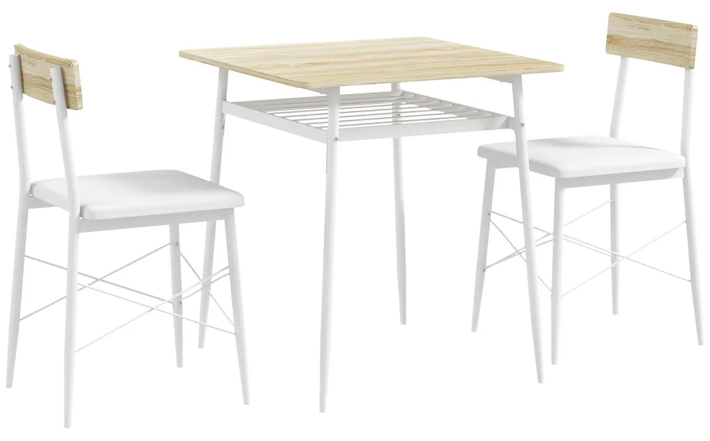 Ensemble table et chaises de cuisine blanc chêne avec structure acier - 12