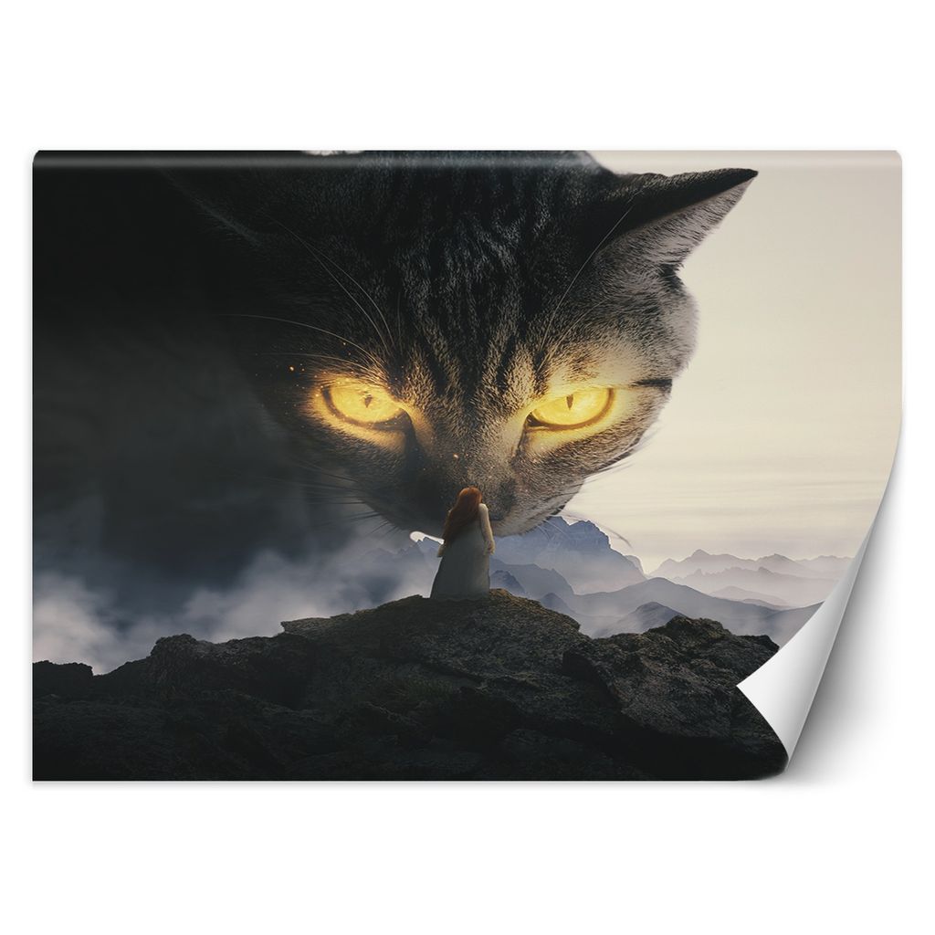 FOTOTAPETE Gelbe Augen der Katze 450x315 cm VLIES Tapete Wandtapete Wandbilder Wanddekoration Design Wohnzimmer Schlafzimmer Flur Büro Küche