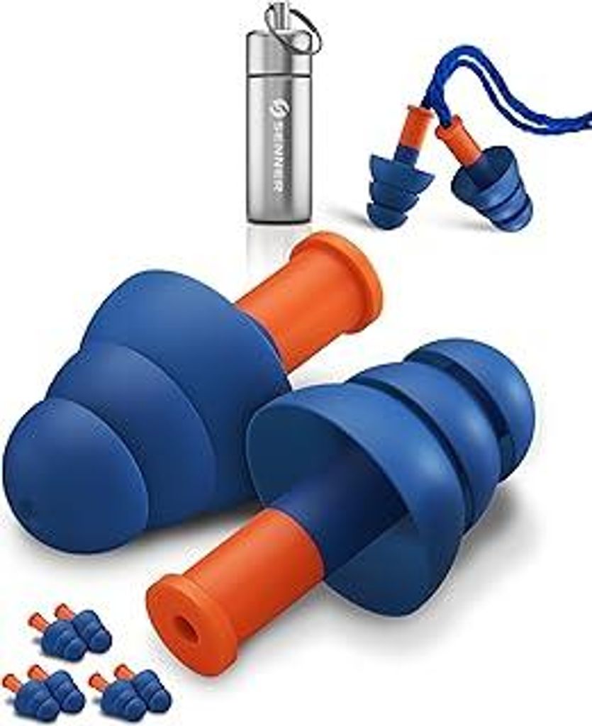 Senner Strong | er Gehörschutz für Arbeit & Freizeit | sehr hoher Lärmschutz dank SNR 34 dB | 3 Paar Ohrstöpsel | inkl. Nylonschnur & Alubehäl...