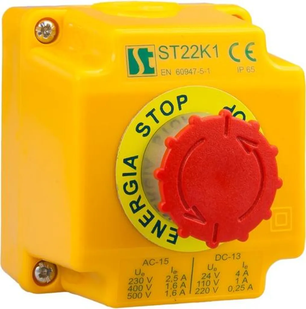 Boîte bouton-poussoir sécurisée anti-redémarrage avec contact 1NC