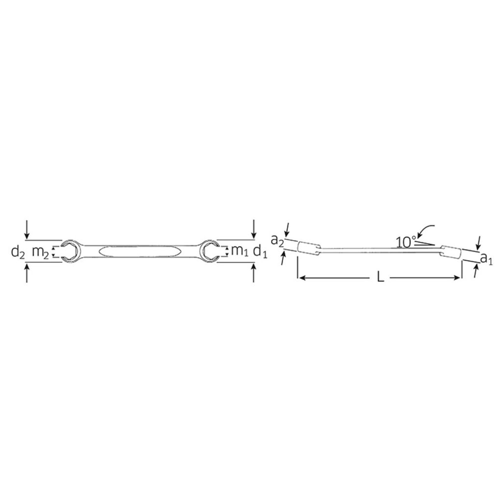 STAHLWILLE Doppelringschlüssel offen abgew. SW 3/8 x 7/16 " L.155mm