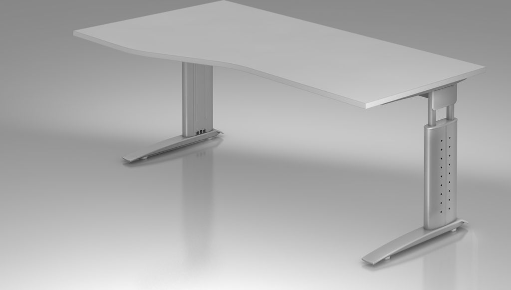 Schreibtisch C-Fuß 180x100/80cm Grau/Silber