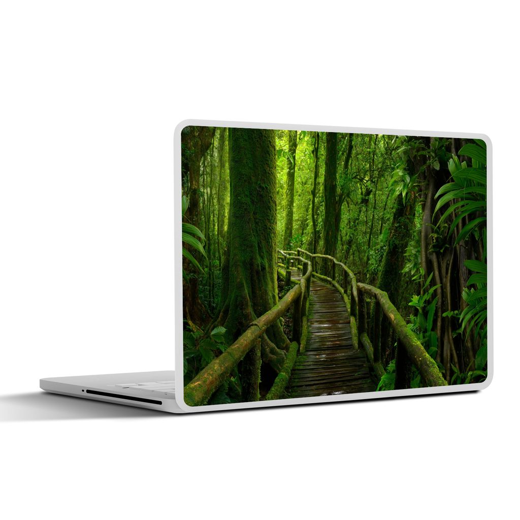 MuchoWow Laptop Aufkleber Sticker Cover Dschungel - Brücke - Moos - Natur - Tropisch 36.5x27.5 cm - Laptop-Sticker