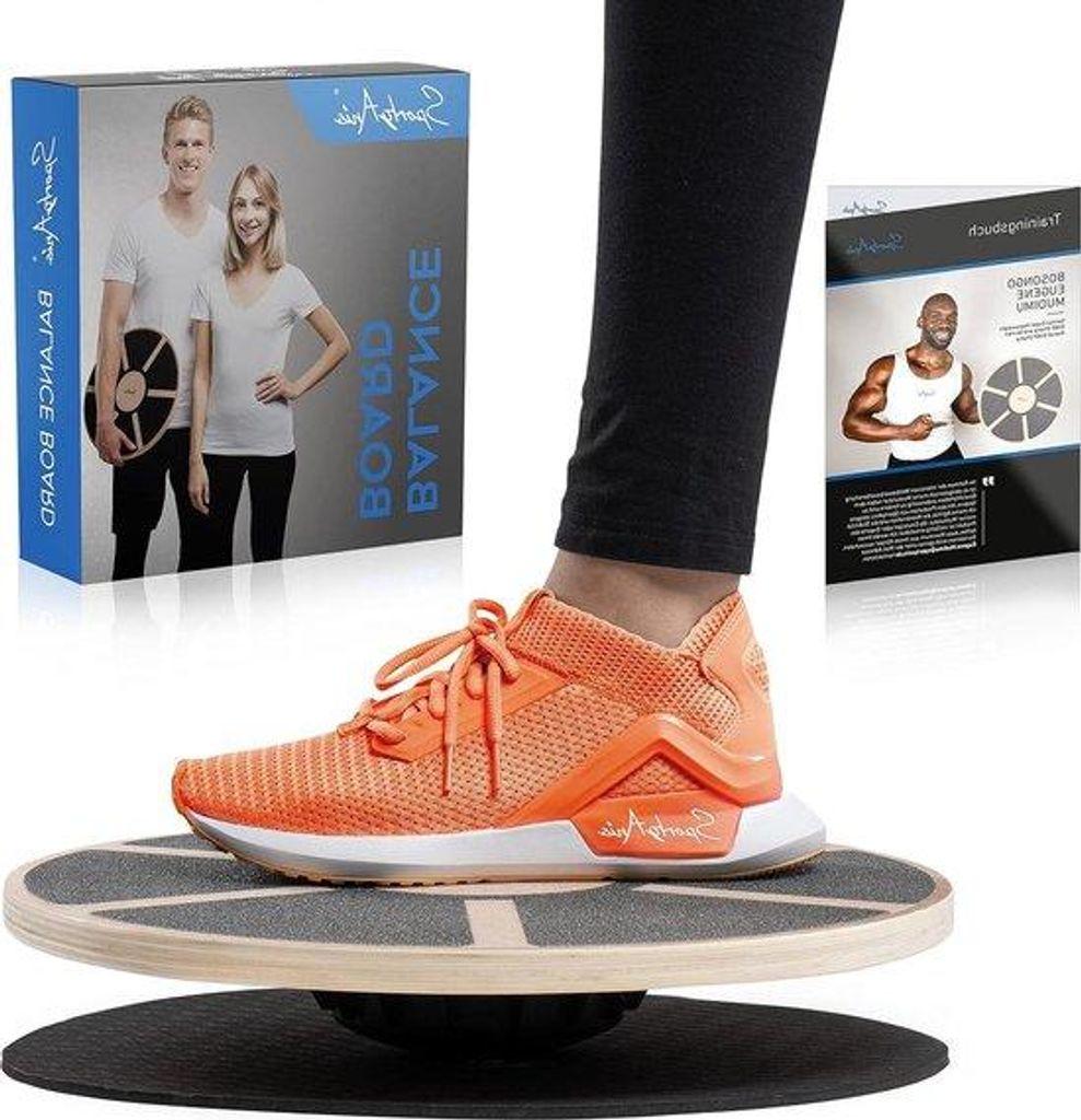 Hochleistungs- Balanceboard Holztrainingsbuch 40 cm Durchmesser - tiefe Muskeln stärken (mit Unterlagsmatte)