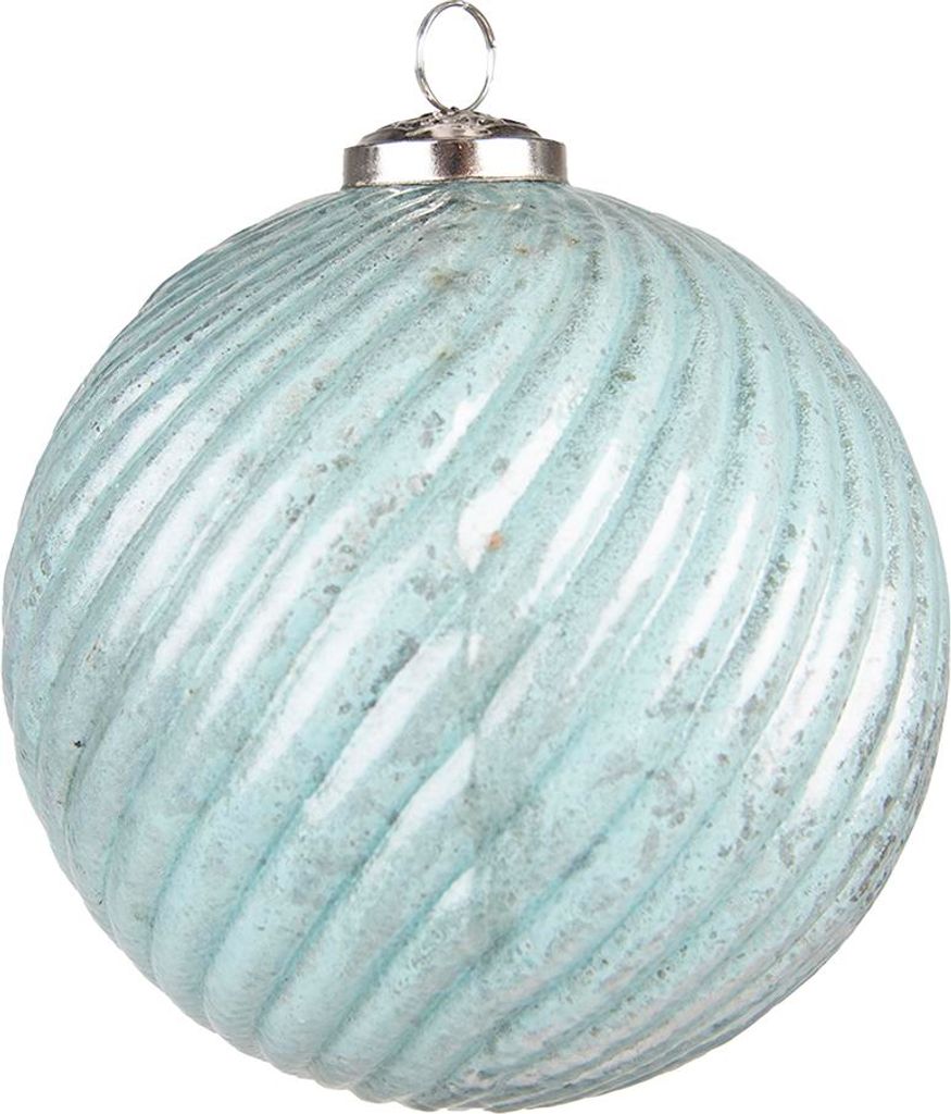 Clayre & Eef Weihnachtskugel XL Ø 15 cm Türkis Glas