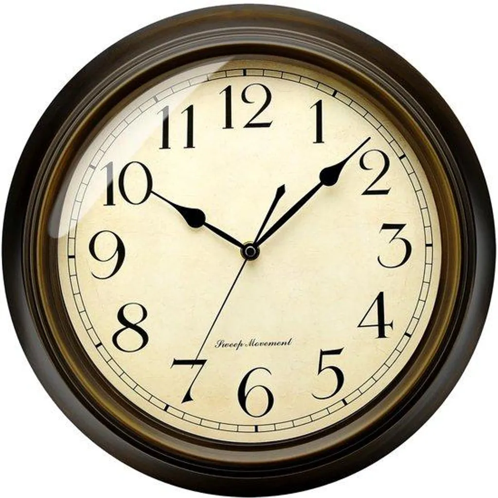 Pendule murale vintage ronde 25 cm mouvement silencieux à quartz noir