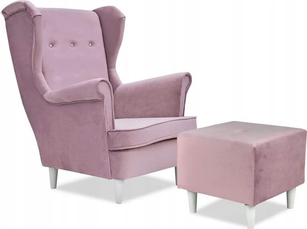 Family Meble Ohrensessel mit Hocker Ari II Relaxsessel Skandinavisch Loungesessel Fernsehsessel Für Wohnzimmer Esszimmer Schlafzimmer Büro (V 14)