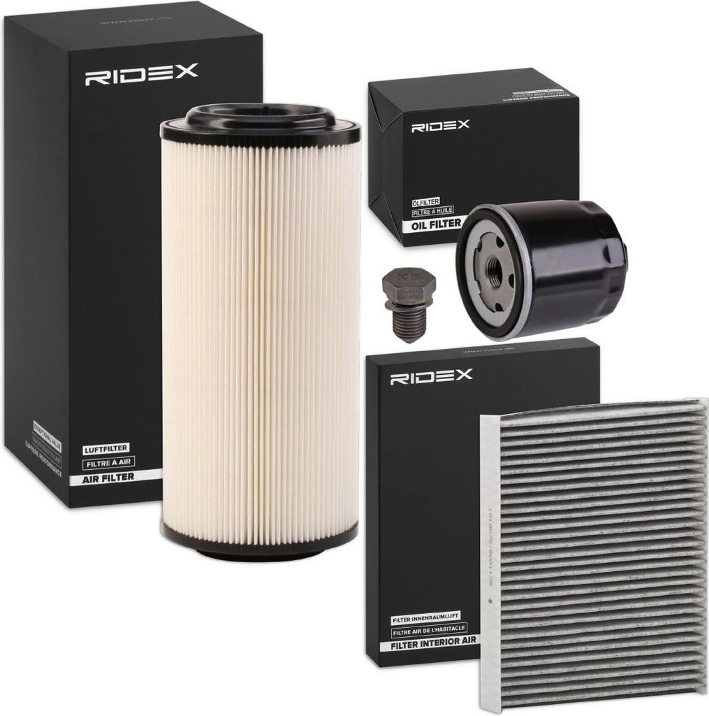 RIDEX Filterset Inspektionspaket Filtersatz für VW PASSAT Variant (3B6) up! Schrägheck (121, 122, BL1, BL2) für AUDI A2 (8Z0)