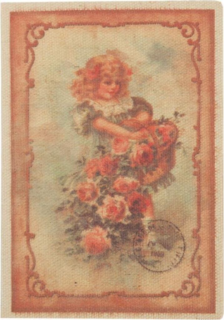 Clayre & Eef 6PA0163 Karte Blumenmädchen 12,5x17,5 cm nostalgisch Papier