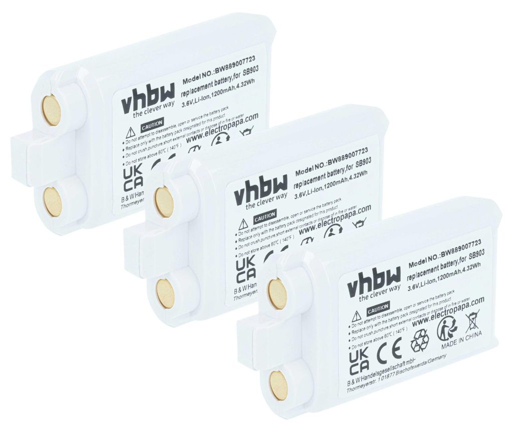vhbw 3x Akku kompatibel mit Shure SLXD1, SLXD3, SLXD2, Produktbild 