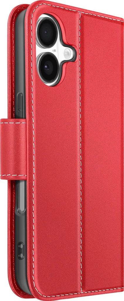 Custodia iPhone 17 Rosso Avizar: Portafoglio in Pelle Premium con Stand