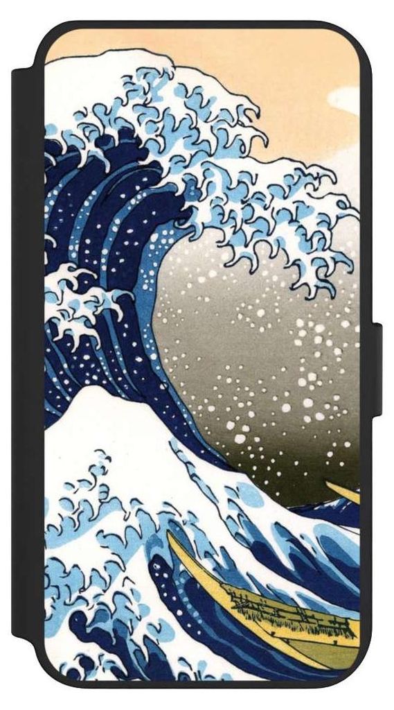 NIVOCASE Klapphülle für Samsung Galaxy S23+ Handyhülle aus Kunst Leder NIVOflip schwarz Katsushika Hokusai Kunst Die große Welle vor Kanagawa
