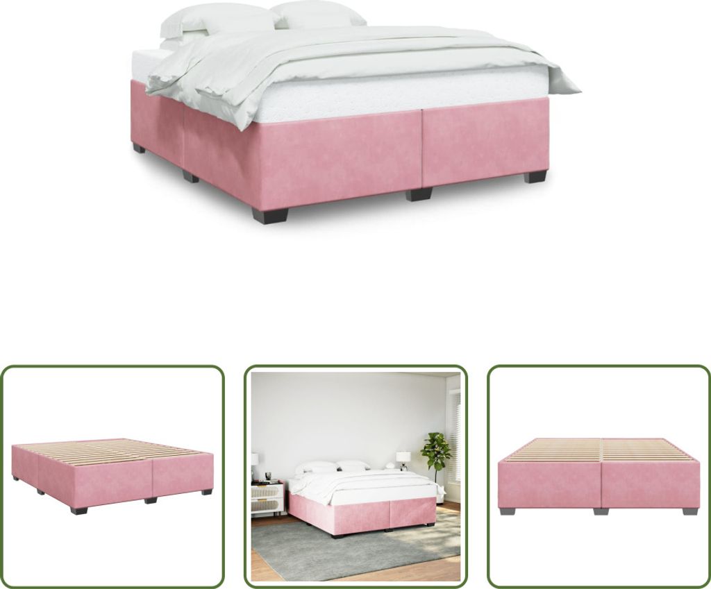 The Living Store Bettgestell Rosa 180x200 cm Samt