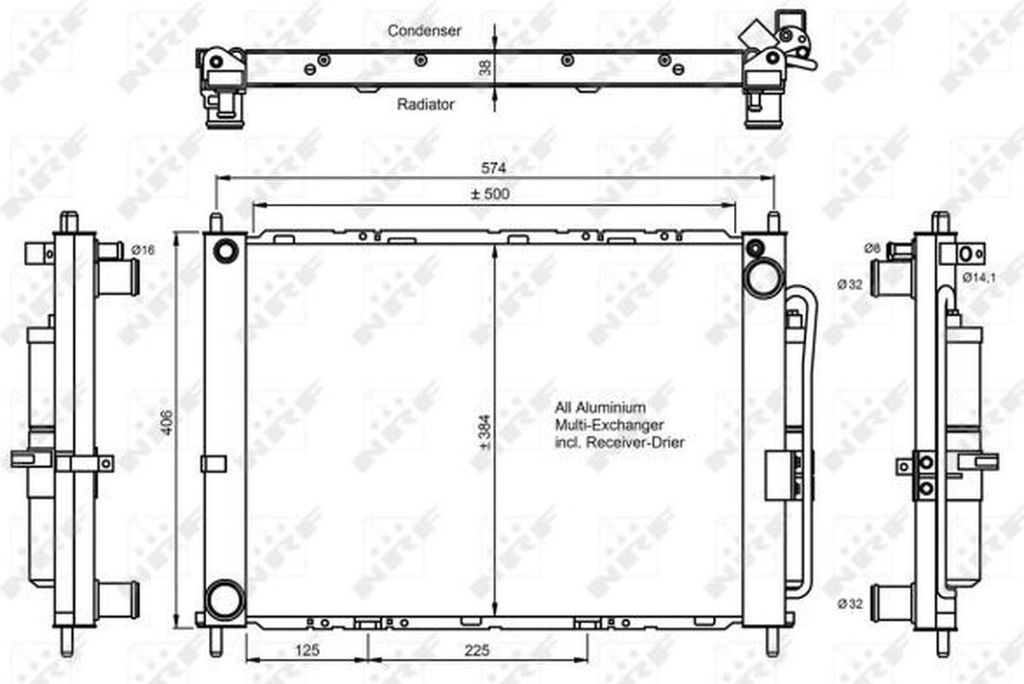 Kondensator Klimaanlage mit Dichtring NRF passend für NISSAN MICRA