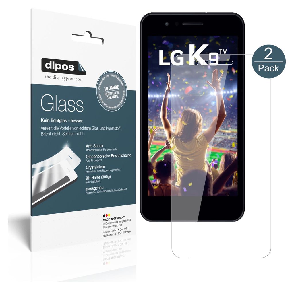 2x Schutzfolie für LG K9 - Anti-Shock 9H Folie dipos Glass Produktbild 