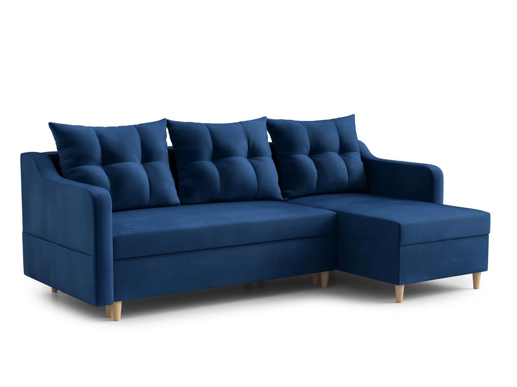 AX LIVING Ecksofa Samt Balerno 224 cm – Eleganz & Komfort in Blau