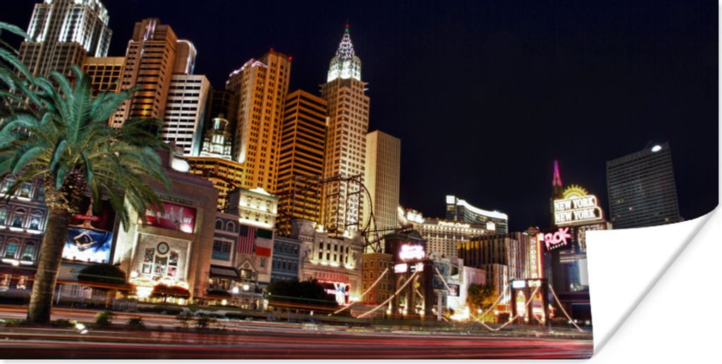 MuchoWow Poster Strip - Las Vegas - Straße 150x75 cm - ohne Rahmen